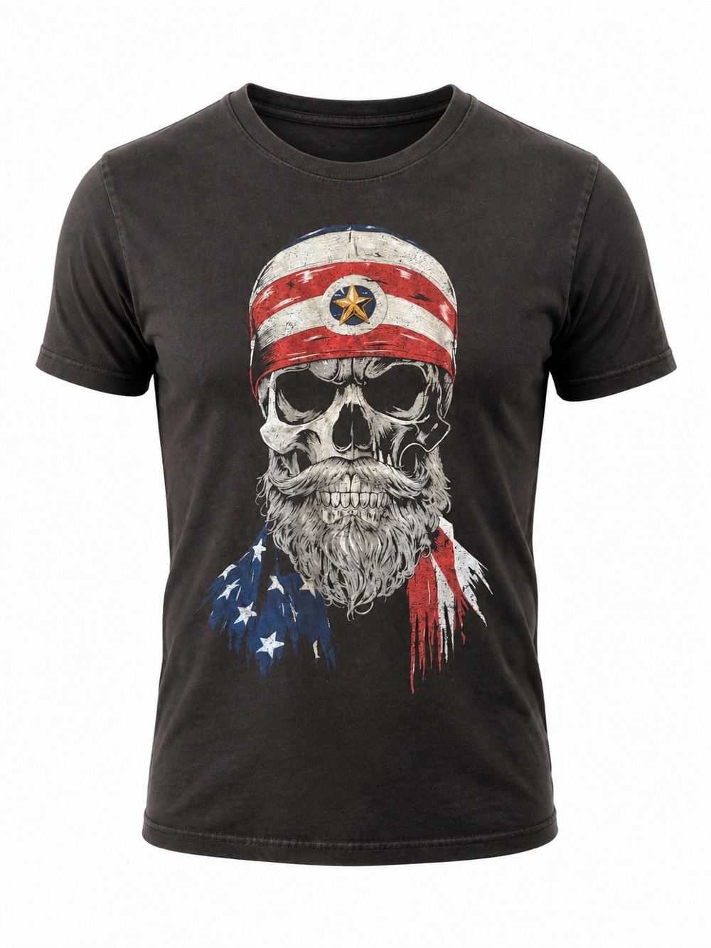 Warrior XII Patriotic Skull Graphic T-Shirt Black Medium USA